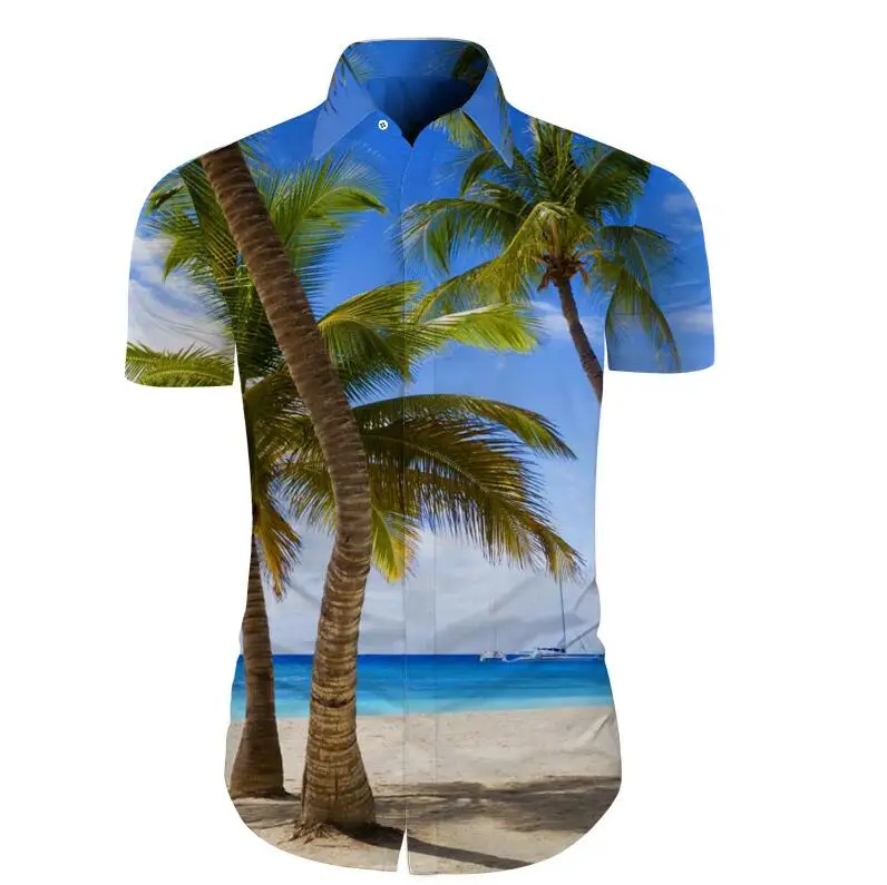 1 Cloudstyle, мужская рубашка с коротким рукавом, 3D Cocos, морской пляж, Гавайские рубашки, Camisa Masculina, мужские рубашки с цветочным принтом, уличная одежда - Color: 1