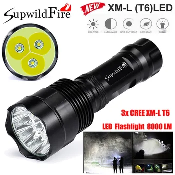 

Super Bright 8000Lm 3x CREE XM-L T6 LED 5-Mode 18650 Flashlight Torch Light Lamp 170509