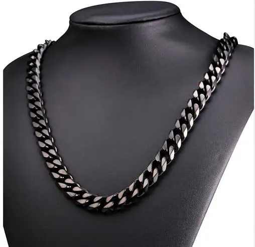 Heavy Black Plated 316L Stainless Steel High Quality Curb Chain Link ...