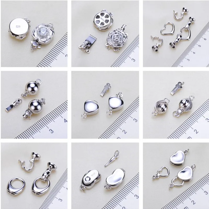 

Jewelry Making DIY Heart-shaped Circular Silvery Connector Clasps Findings Women Fashion Beads Pearls Bracelets Metal Clasps