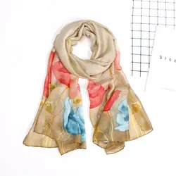 180x70 см бренд Цветочный принт Шелковый сезон: весна–лето шарф шаль Для женщин Роскошные хиджаб вуаль длинные женские Шарфы для женщин