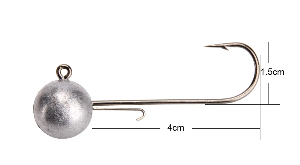 RoseWood 4pcsLot Weedless Jig Ball Hook, 5g7g10g14g Worm Shad Jig Head Barbed Fishing Hooks Lures Bait  (2)