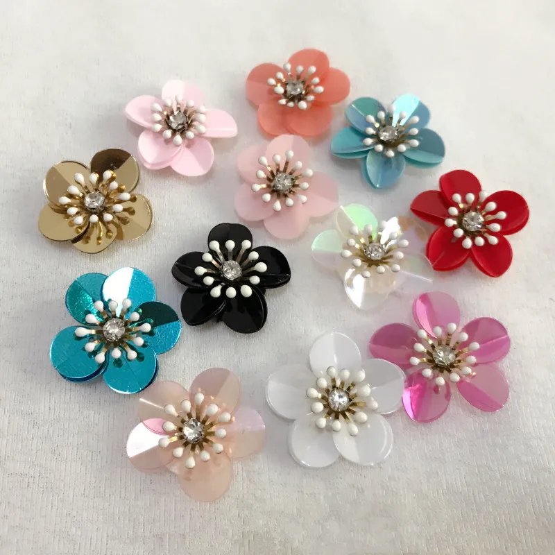 

Handmade rhinestone Patches sew on flower applique 3D flower patches for clothing shoes beaded sequin patch applique