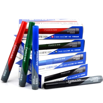 

10pcs/set Office School Supplies Marco 8600 Black Red Green Blue Alternative Erasable Whiteboard Marker Pen for Writing Drawing