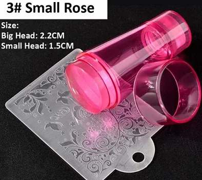 P003-56-03 Rose Уникальный дизайн, чистый прозрачный силиконовый скребок для дизайна ногтей с крышкой, 2,8 см, инструменты для штамповки ногтей - Цвет: P003-56-03 Rose