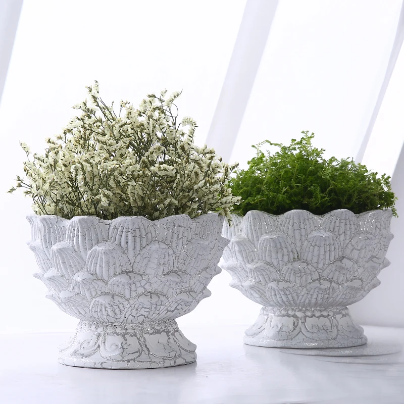 

Lotus shape Flower Pot for Succulents Fleshy Plants Flowerpot Planter Pots with free Ceramic Tray Home Garden Office Decorations