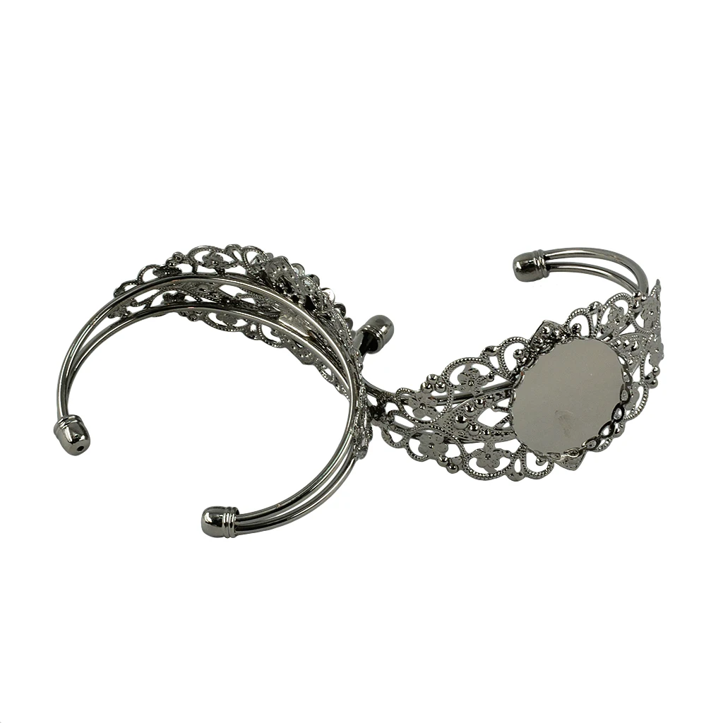 4pcs Brass Bracelet Blank Setting Base Fit 25mm Glass Cabochon Bezel Tray