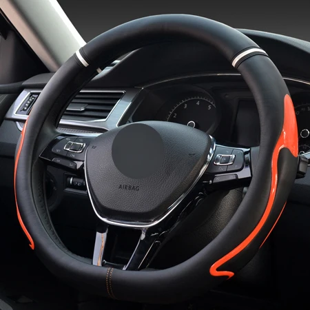 HuiER крышка рулевого колеса автомобиля D форма 6 цветов для Volkswagen VW Golf R Alltrack Passat Nissan Audi TT Renault Citroen peugeot - Название цвета: Orange