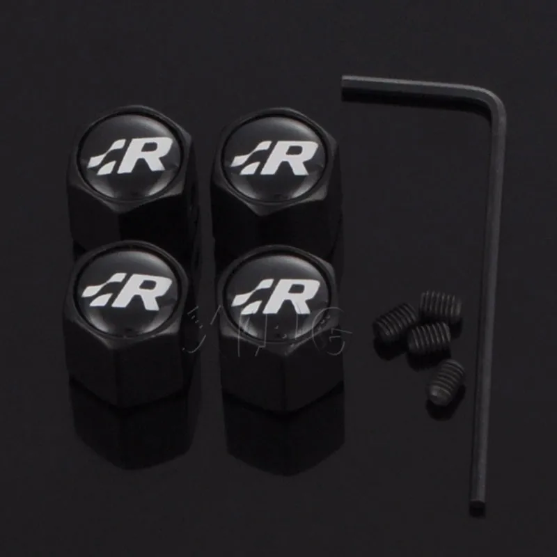 Car Tire Valve Cap Tyre Air Stems Caps Auto Dustproof Cover For Volkswagen VW GR SR R Racing Golf 4 5 6 MK7 GTI Touareg Emblem
