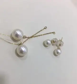 

free shipping>>>>noble jewelry 9-10mm Akoya White Pearl Earrings long chain