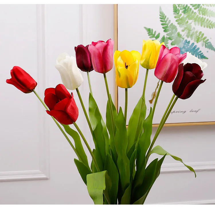 12 шт. красивые настоящие на ощупь цветы Шелковые тюльпаны искусственный букет поддельный цветок Свадебный букет декоративные цветы для свадьбы