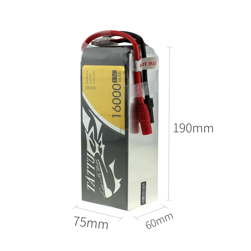 Литий полимерный аккумулятор Tattu 16000 мАч 6S 15C с разъемом AS150 + XT150 для мультиротора