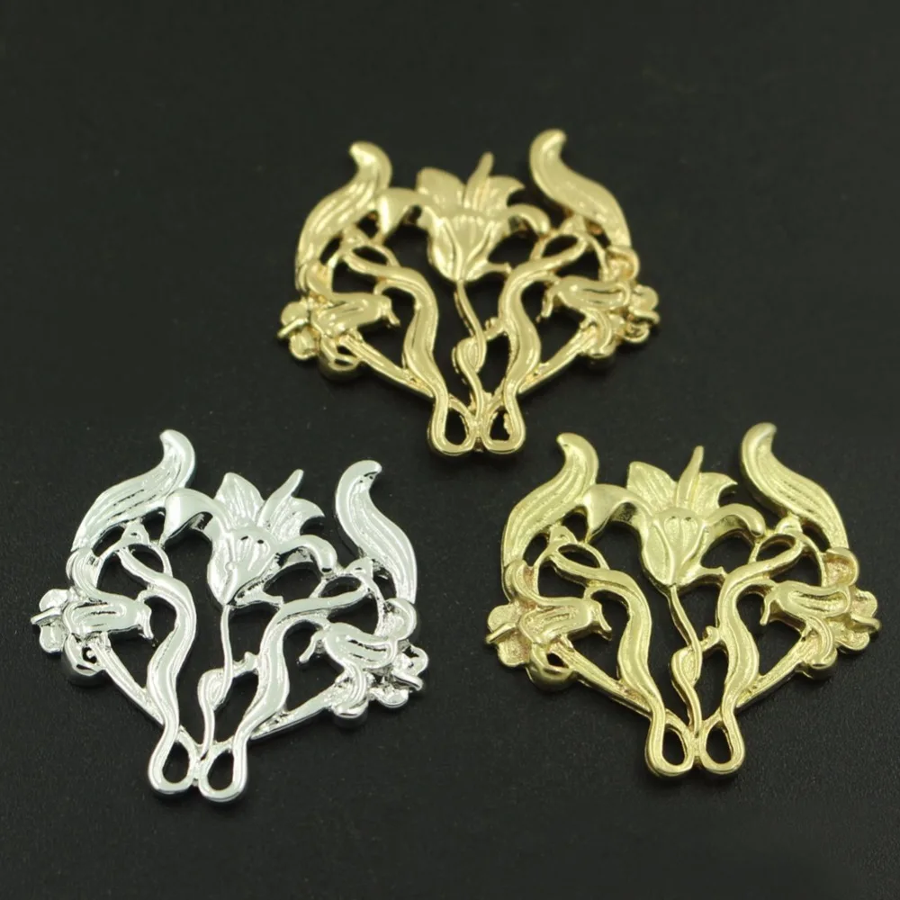 Stamping Filigree Orchid Flowers Pendant Charms Embellishment Findings DIY Jewelry Making