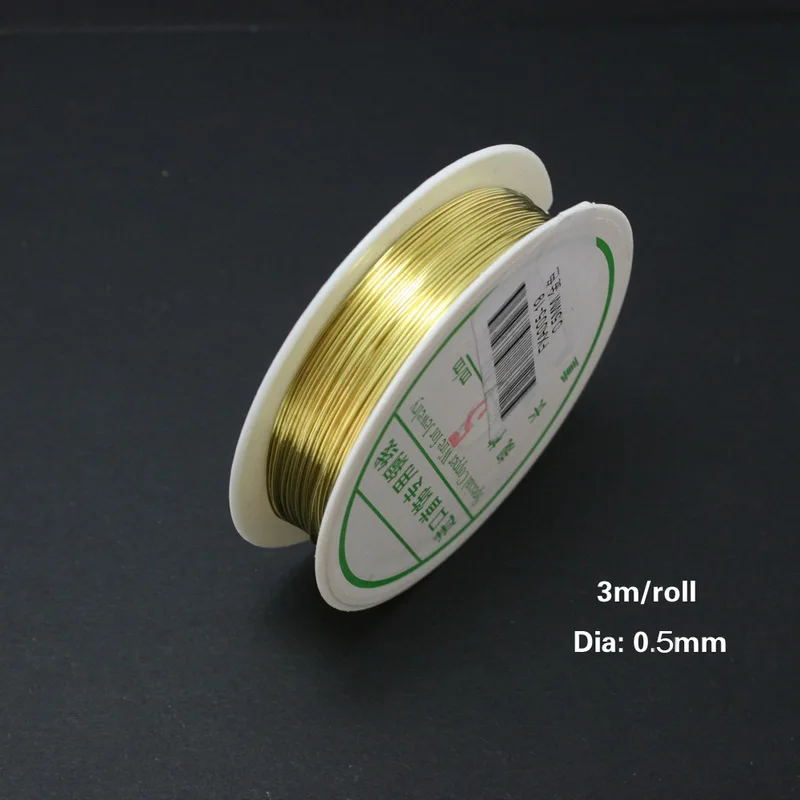 0 point 5mm Gold 0,3/0,4/0,5/0,6/0,8 мм 3 м/рулон медной проволочной ювелирных изделий для самостоятельного изготовления ювелирных изделий Медный провод Серебряные; золотые покрытые Бисер провода - Цвет: 0 point 5mm Gold