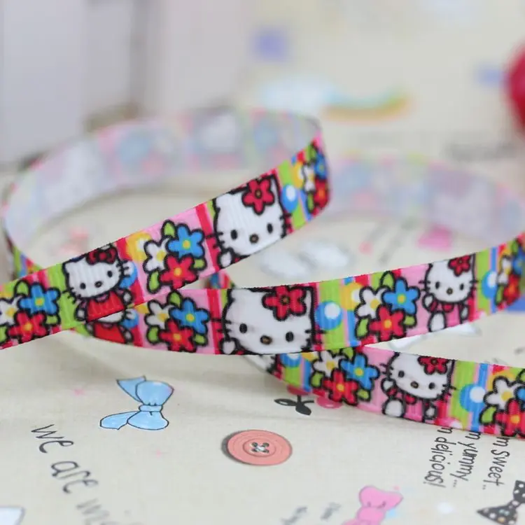 DHK 3/8 ''5 ярдов с принтом персонажей мультфильма Hello kitty, корсажная лента для волос с бантом diy вечерние украшения OEM 9 мм C1268