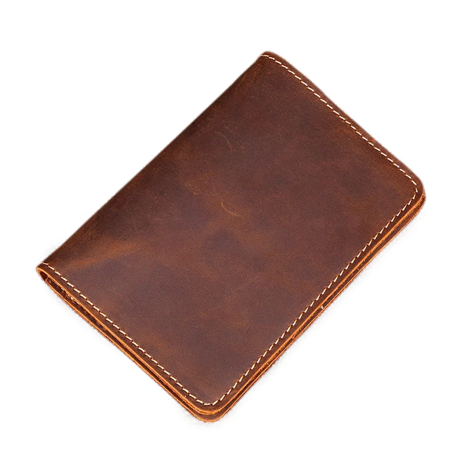 Crazy Horse Genuine Leather Men Passport Cover Handmade Rtro Cool Mens