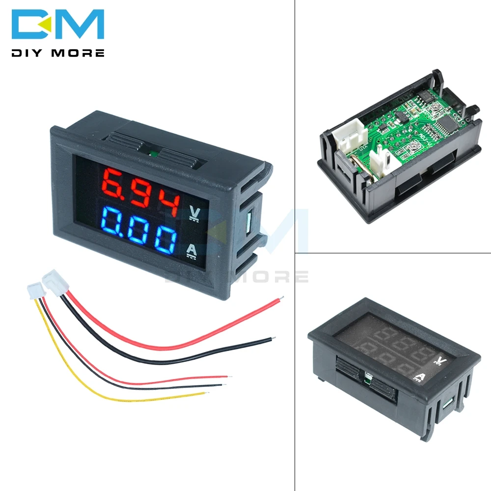 

2PCS 0.28/0.56 inch Mini Digital Voltmeter Ammeter DC 100V 10A Panel Amp Volt Current Meter Tester Blue Red Dual LED Display