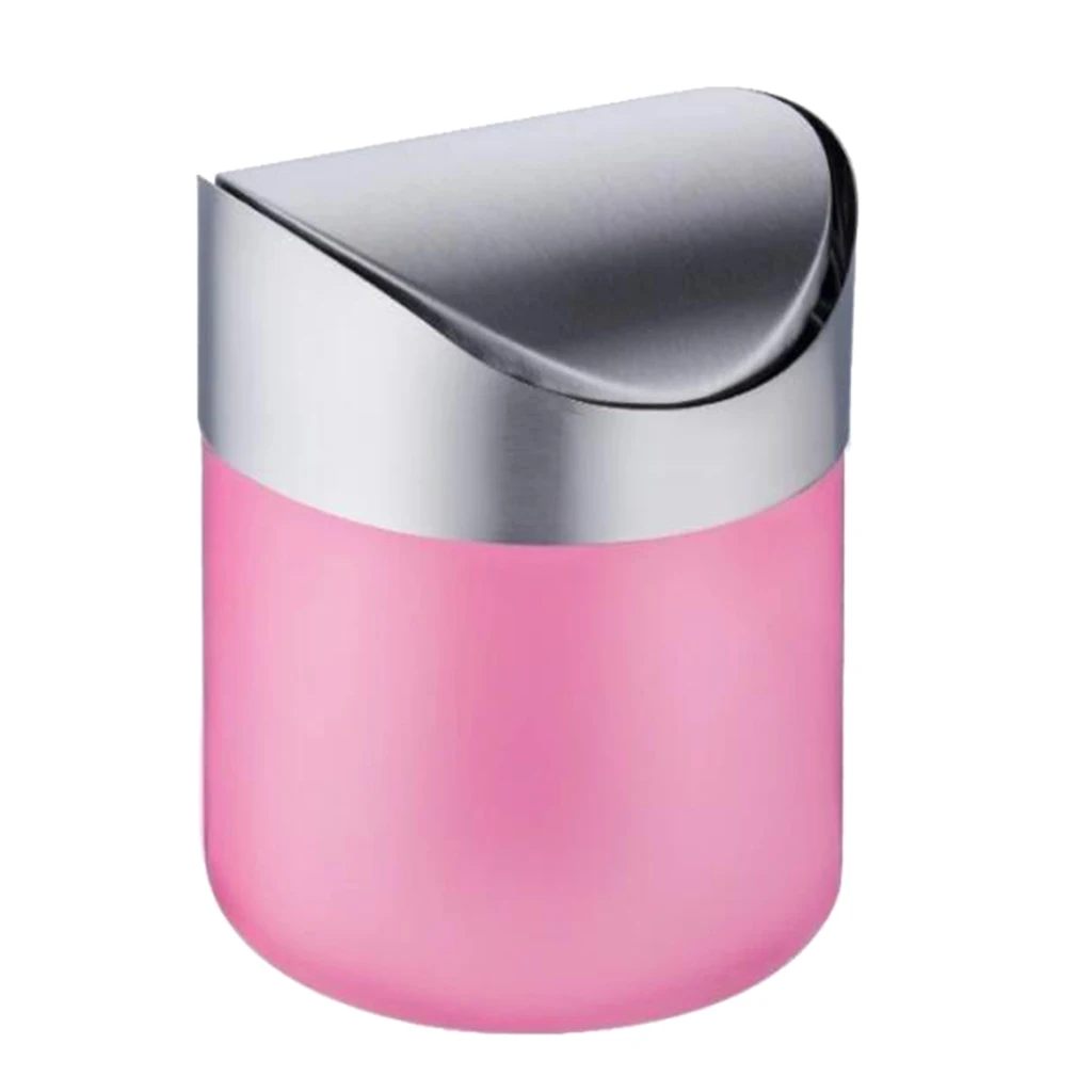 Blue/Pink/Green/Red/Silver Stainless Steel Trash Cans Desktop Mini Ashtray Car Garbage Bin Wastebasket Home/Office