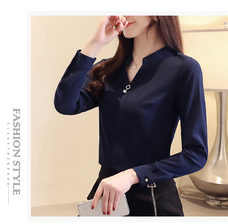 FREE SHIPPING Women V-Neck Chiffon Blouse OG0728