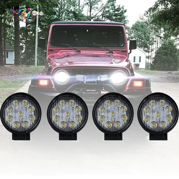 

4Pcs 4inch 27W Flood Round LED Work Light Offroad Driving Fog Light Waterproof for SUV Boat Truck ATV Truck Tractor Boat 12V 30v