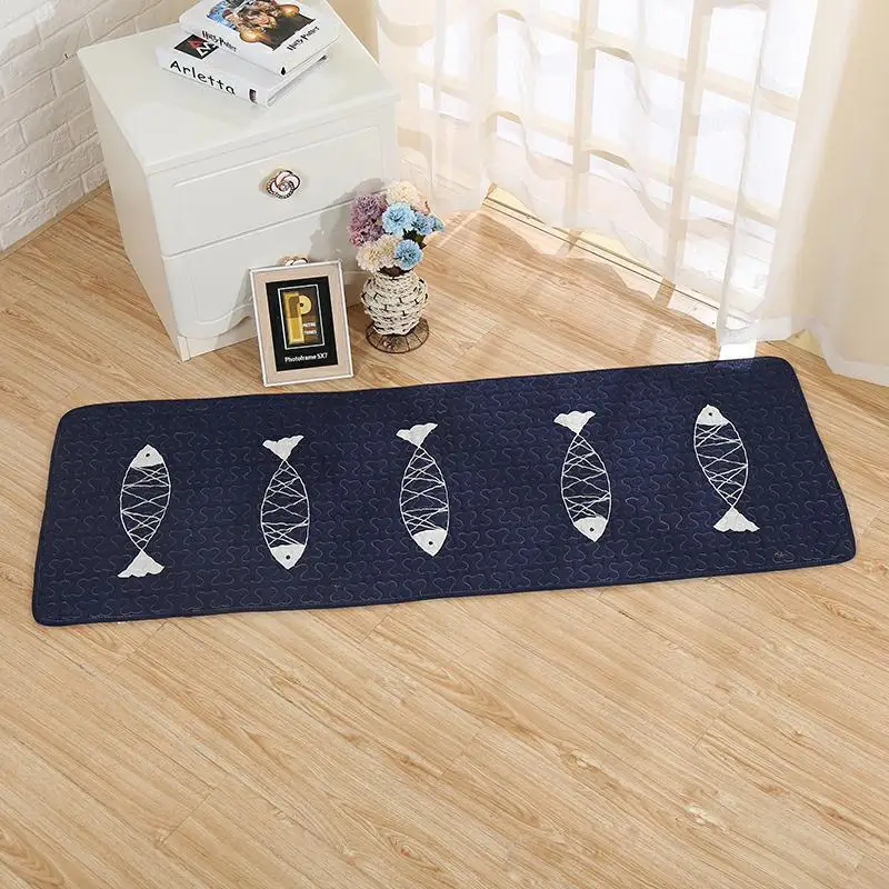 

Cotton Cartoon Children's Bedroom Rug Kitchen Vacuum Mats Bathroom Non-slip Absorbent Carpet Fish Pattern Printed Doormat