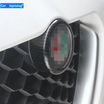 

Car Front Emblem Decorative Frame Sticker Carbon Fiber Style Car Styling for Alfa Romeo Giulia Stelvio Accessories