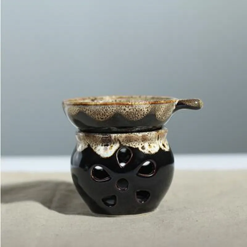 

Free Shipping Yixing Purple Clay Tea Leaks Teapot Strainer With Base Handmade Purple Mud Tea Filter Kung Fu Tea Accessories