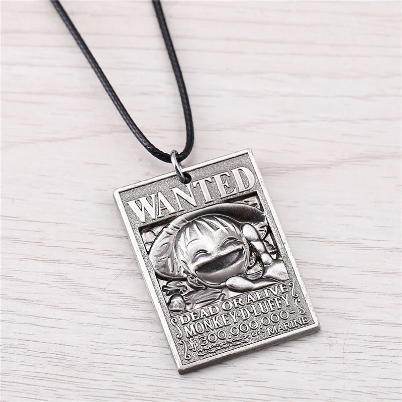 J Store, 2 цвета, цельная Обезьяна D Luffy Wanted warror, квадратная бирка, кулон, ожерелья для фанатов, вечерние украшения для косплея, воротник