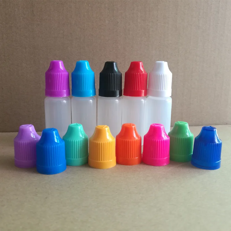 

100pcs/lot, 10ml PE Soft Plastic Dropper Bottle With Childproof Caps and fine tips, 10ml needle Bottle for E liquid Nail Polish