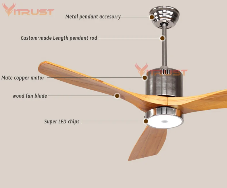 52 Роскошный деревянный потолочный вентилятор свет старая бронзовая отделка с 3 лезвиями вентилятора включает 24 Вт светодиодный и пульт дистанционного управления