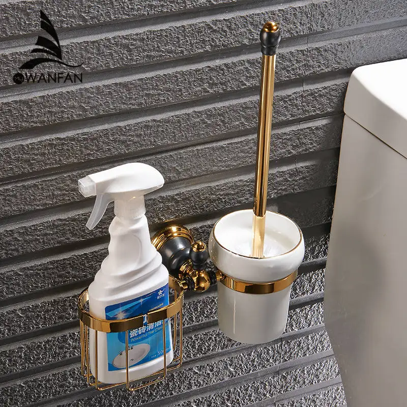 Buy Luxury Golden Finish Toilet Brush Holder With