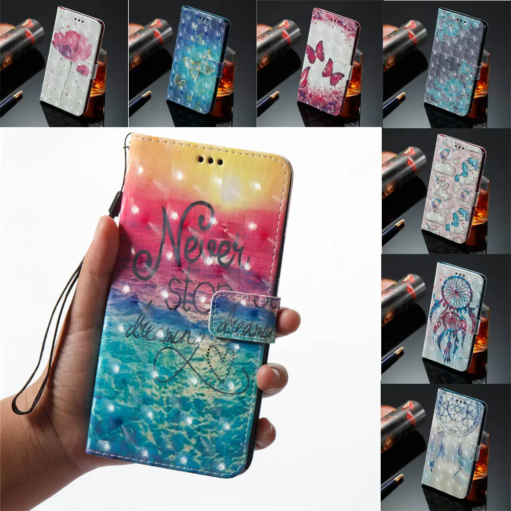 3D книга флип-чехлы на OnePlus 5 T Global Dual SIM 64 Гб 128 ГБ из искусственной кожи чехлы для