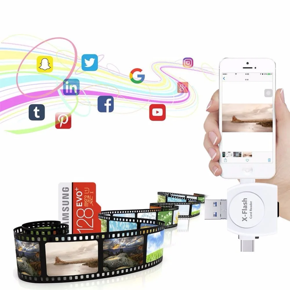Sago SD кард-ридер Micro SD кард-ридер с USB C/Lightning/USB/Micro USB/TF Память для iPhone7/7 Plus/ipad OTG кард-ридер