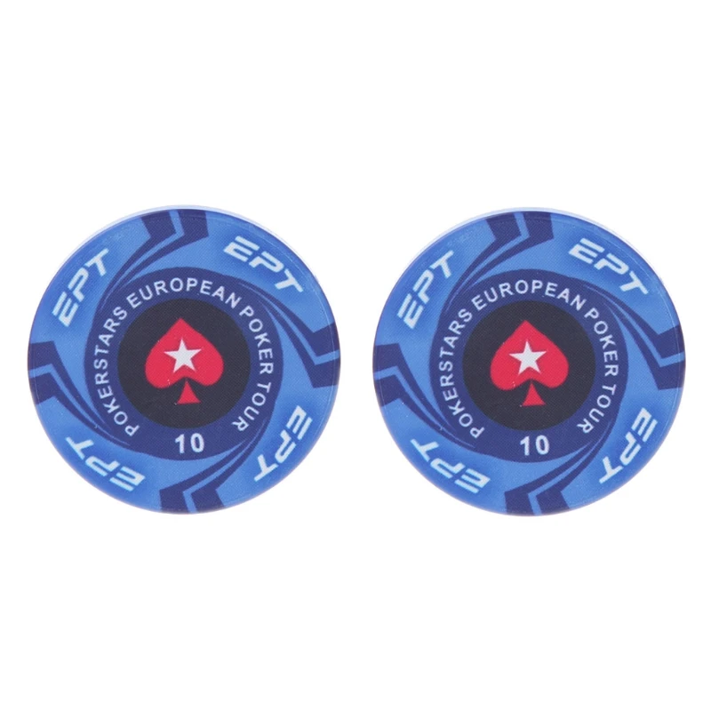 10 2шт EPT керамические фишки для покера европейские Pokers Tour Texas Hold'em монеты для казино 4 см - Цвет: 10