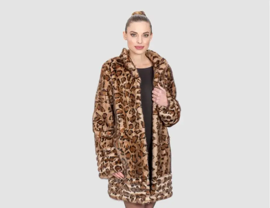 Msaiss 2017 зимние для женщин; Большие размеры Leopard Мех животных боковые карманы S-4XL Винтаж элегантный теплое пальто модная теплая верхняя