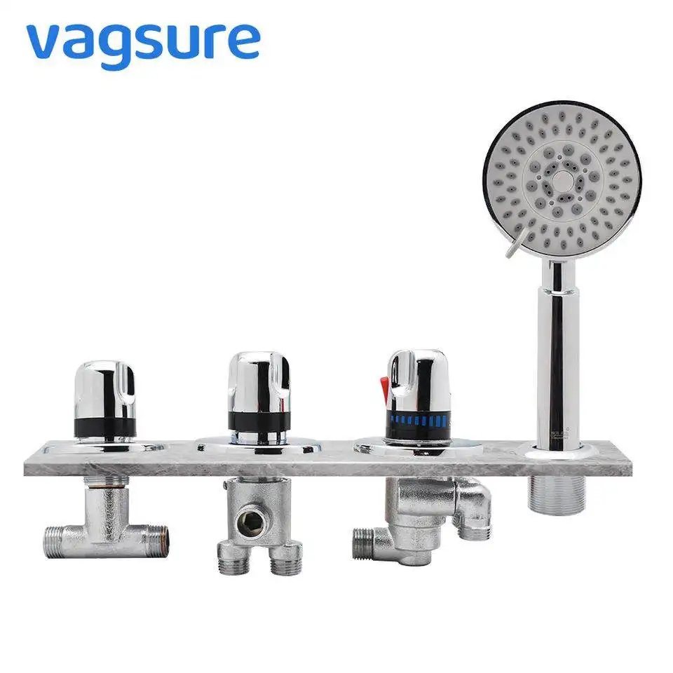 Billig Vagsure Badewanne Thermostat Wasserhahn Verchromte Triple griff Messing Wasser Thermostat Control Ventil Armaturen Tap Badewanne Mischbatterie