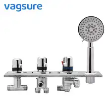 Vagsure Bathtub Thermostatic Faucet Chromed Triple handle Brass Water Thermostat Control Valve Faucets Tap Bath Tub Mixer Tap Vagsure Bathtub Thermostatic Faucet Chromed Triple handle Brass Water Thermostat Control Valve Faucets Tap Bath Tub Mixer Tap