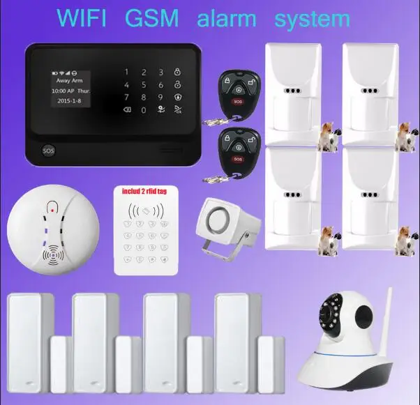 wifi alarm font b Security b font GSM GPRS Home alarm System APP Control wifi camera