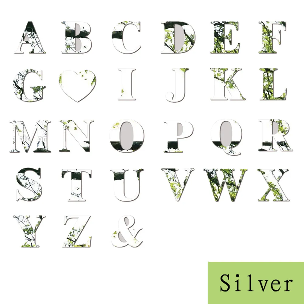 

Stickers 3d switch Mirror Wall Sticker 26 Letters DIY Art Mural Home Decor Decals Silver decoration maison stickers s520
