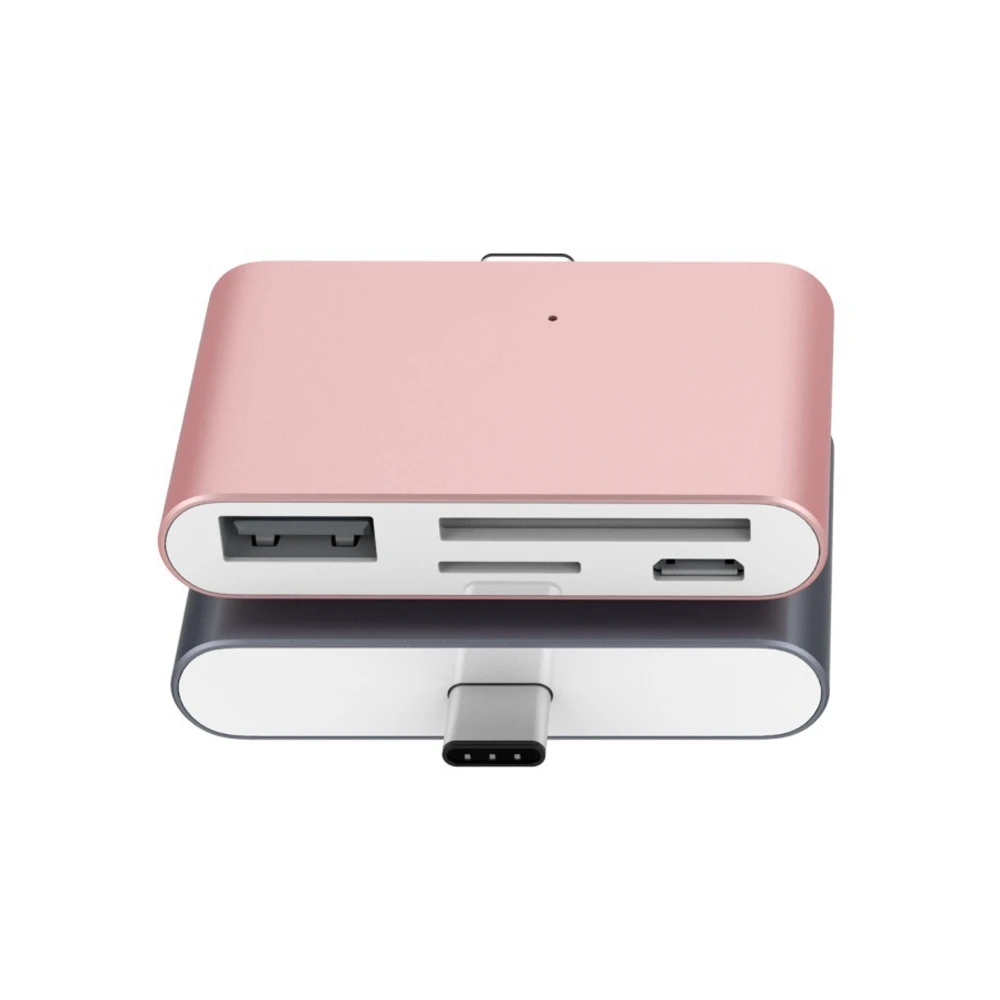4 порта Алюминиевый USB 3,1 type C штекер для женщин Micro USB OTG Устройство для чтения карт SD TF для нового Macbook huawei мобильного телефона