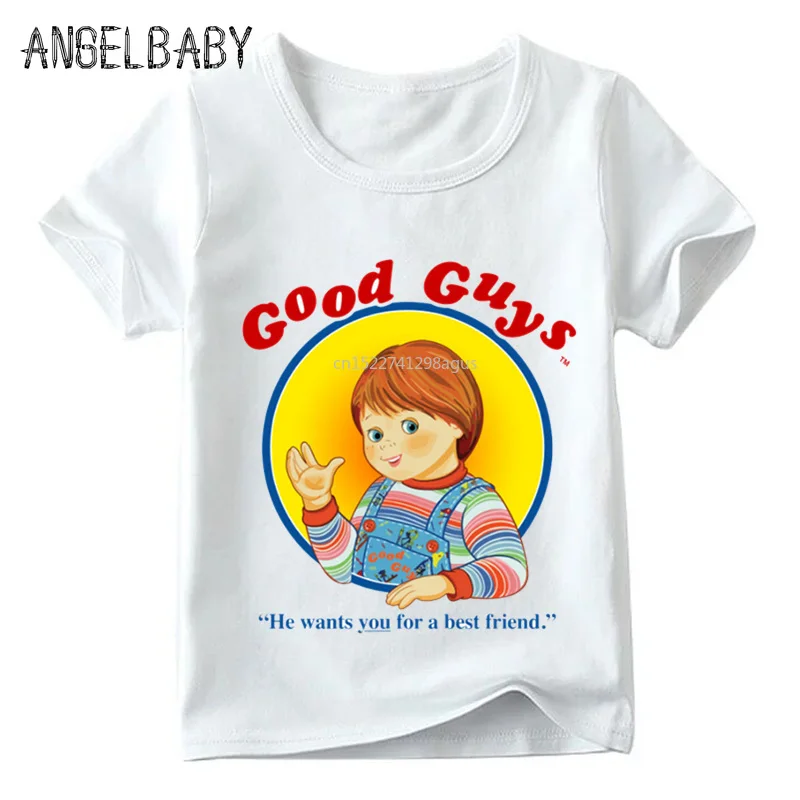 Детская модная забавная футболка с надписью Good Guys Chucky летние топы короткими