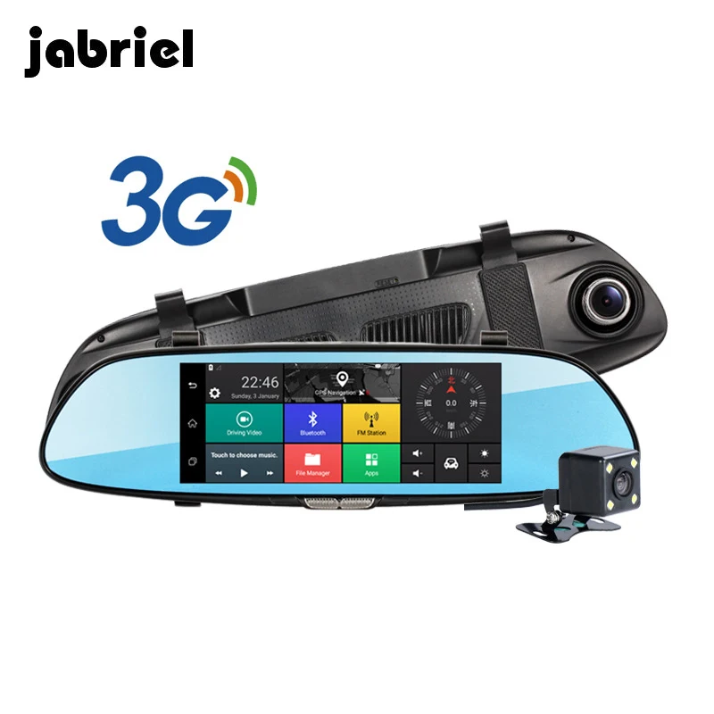 Jabriel Android 3g Автомобильный видеорегистратор " Wifi авто зеркало заднего вида тире камера Full HD 1080 P gps навигация видео рекордер камера с двойным dvr