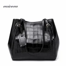 

Micom Women Shoulder Bag Fashion Leather Handbags for Ladies Vintage Luxury Alligator Designer Large Capacity Female Tote Bags