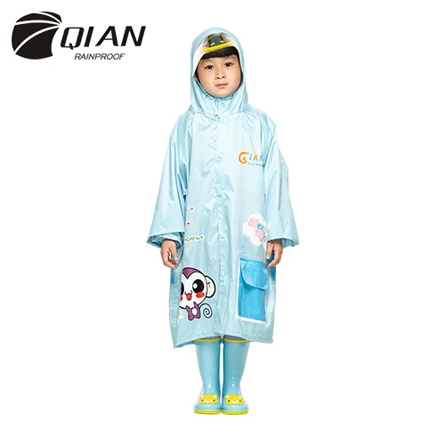 Небесно-голубой QIAN/непромокаемый детский плащ-дождевик; детская непромокаемая одежда с забавными рисунками; водонепроницаемый дождевик с изображением животных; прозрачный плащ с большими полями - Цвет: Небесно-голубой