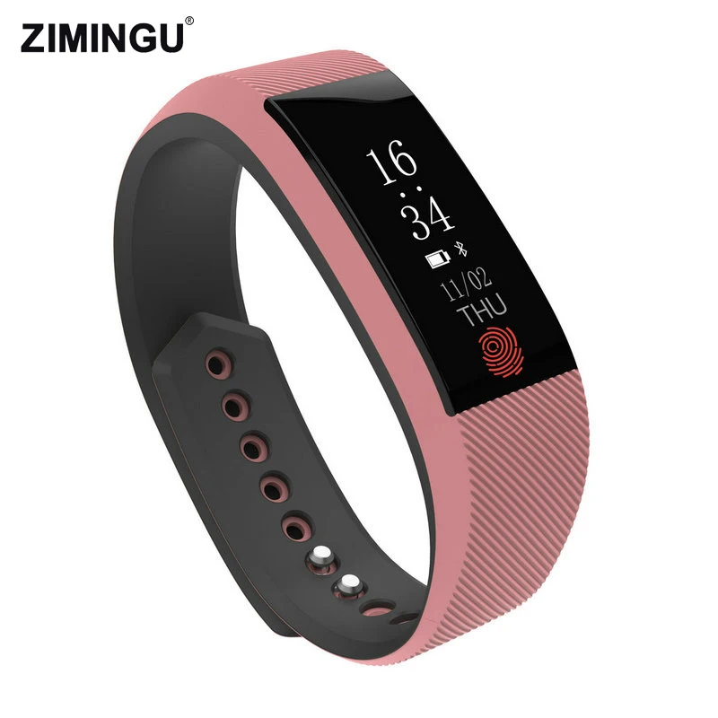 

ZIMINGU 2017 New Arrival Smart Bracelet with Smart Heart Rate Monitor Fitness Tracker Touchpad OLED Strap for Women Smartphone