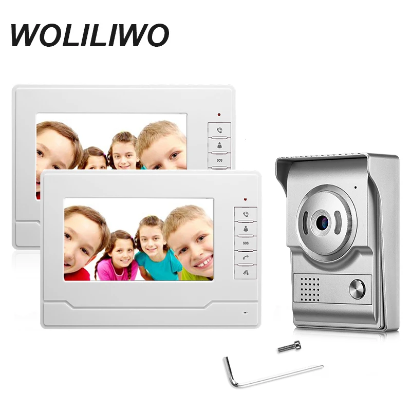 

Wired Video Intercom System 7 Inch Color Video Doorbell Kit For Private Home With 700TVL Camera IR Night Vision Intercom System