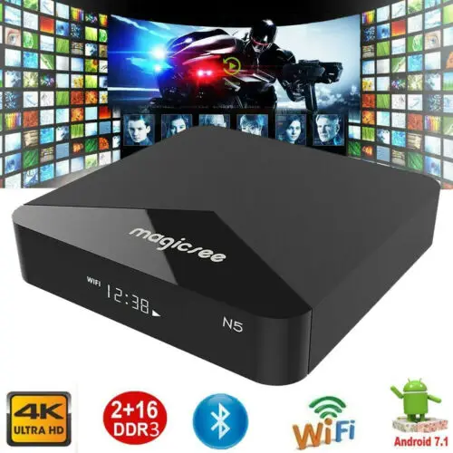 

MAGICSEE N5 Dual Wifi LED Android 7.1 TV Box S905X BT4.1 4K H.265 2GB+16GB Media