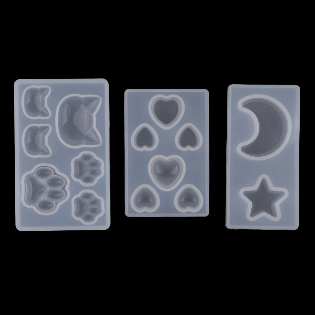 DIY Assorted Shapes Cat,Bear Paw,Moon,Star Style Sugar Craft Silicone Moulds Cake Decor Baking Accessory Chocolate Soap Molds 3D