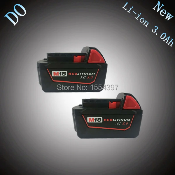 

2PCS 18V Lithium Ion 3000mAh Rechargeable Power Tool Battery Packs Replacement for Milwaukee M18 XC 48-11-1815 M18B2 48-11-1828