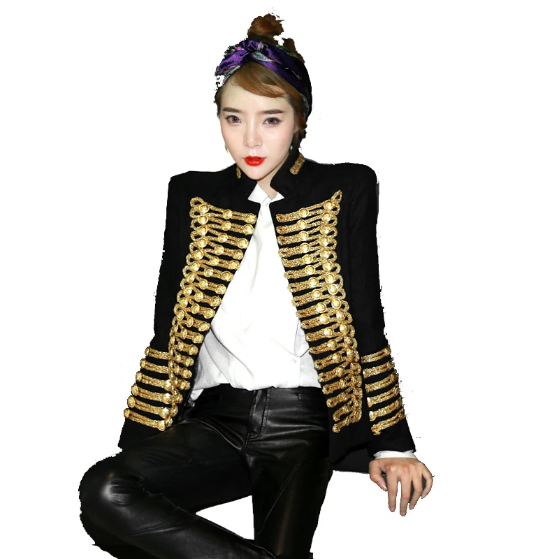 Or Laine C71 Femmes Noir Boutonnage De Militaire Mélange À Vestes Black Rétro Uniforme Double qEHErPCwn